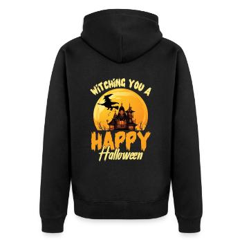 Witching You A Happy Halloween Witch Spooky Brooms - Unisex Premium Bio Zip Hoodie - Schwarz - Hinten - Nico (187cm)