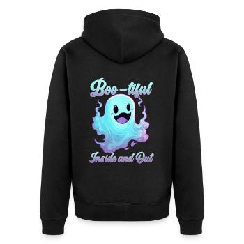 Boo-Tiful Inside And Out Funny Kawaii Pastel Ghost - Unisex Premium Bio Zip Hoodie - Schwarz - Hinten - Nico (187cm)