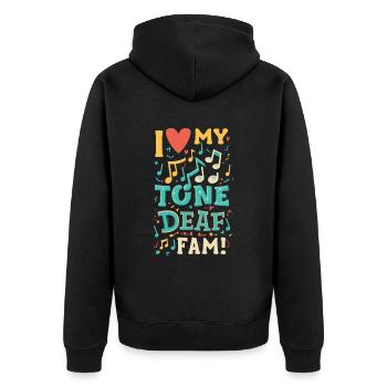 JE DÉTESTE MA FAMILLE SOURDE - Veste à capuche bio Premium Unisexe - noir - Dos - Nico (187cm)