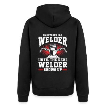 Welding Saying Metalworker Welder Dad - Unisex Premium Organic Zip Hoodie - black - Back - Nico (187cm)