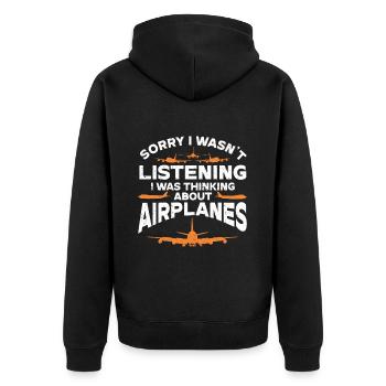 Pilot Quote Flight Lover Aircraft Aviation - Unisex Premium Organic Zip Hoodie - black - Back - Nico (187cm)