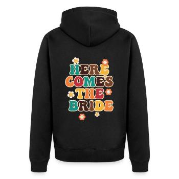 Groovy Bridal Wedding Party Bridal Flower Flowers - Unisex Premium Organic Zip Hoodie - black - Back - Nico (187cm)