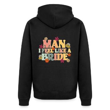 Groovy Bridal Wedding Party Bridal Flower Flowers - Unisex Premium Organic Zip Hoodie - black - Back - Nico (187cm)