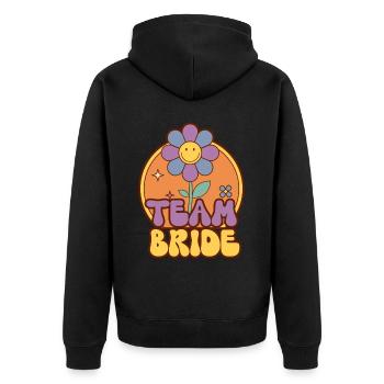 Groovy Braut Hochzeitsfeier Brautblumenblumen - Unisex Premium Bio Zip Hoodie - Schwarz - Hinten - Nico (187cm)