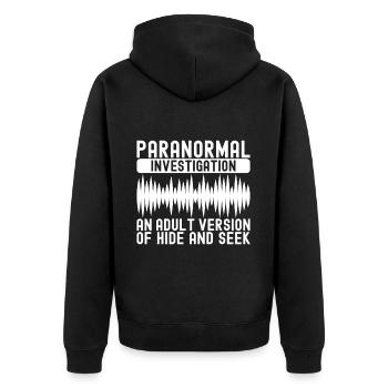 Paranormaler Ermittler Geister Jagen - Unisex Premium Bio Zip Hoodie - Schwarz - Hinten - Nico (187cm)