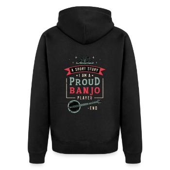 Banjo Player A Short Story I Am A Folk Music Lover - Unisex Premium Bio Zip Hoodie - Schwarz - Hinten - Nico (187cm)