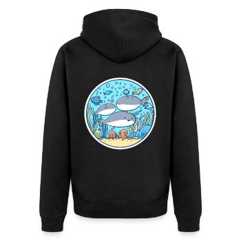 Sacabambaspis Fisch Meme Meer schwimmen - Unisex Premium Bio Zip Hoodie - Schwarz - Hinten - Nico (187cm)