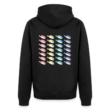 Sacabambaspis Fisch Meme LGBTQ Stolz - Unisex Premium Bio Zip Hoodie - Schwarz - Hinten - Nico (187cm)