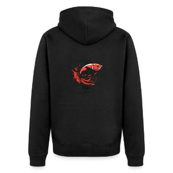 Ein einfacher Fisch - Unisex Premium Bio Zip Hoodie - Schwarz - Hinten - Nico (187cm)