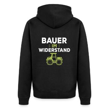 Bauer im Widerstand Landwirt Landwirtschaft Demo - Unisex Premium Bio Zip Hoodie - Schwarz - Hinten - Nico (187cm)