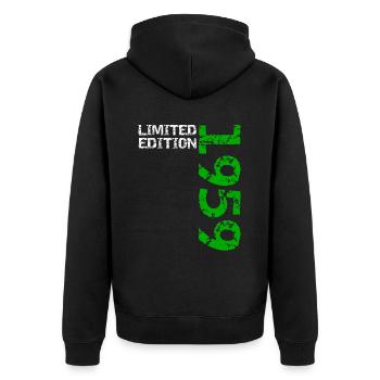 1959 Limited Edition 64th Birthday Gift Fun - Unisex Premium Organic Zip Hoodie - black - Back - Nico (187cm)