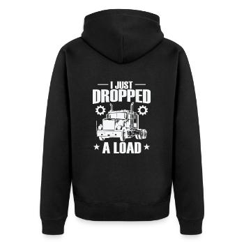 I just dropped a Load LKW-Fahrer - Unisex Premium Bio Zip Hoodie - Schwarz - Hinten - Nico (187cm)