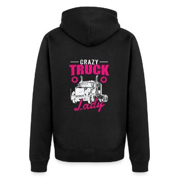 Crazy Truck Lady Occupation Long-Distance Transport - Unisex Premium Organic Zip Hoodie - black - Back - Nico (187cm)