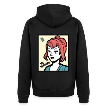 Hé, jolie ! dit une charmante dame - Veste à capuche bio Premium Unisexe - noir - Dos - Nico (187cm)