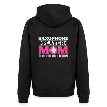 Saxophone Player Mom The Idol The Myth Saxophonist - Unisex Premium Bio Zip Hoodie - Schwarz - Hinten - Nico (187cm)