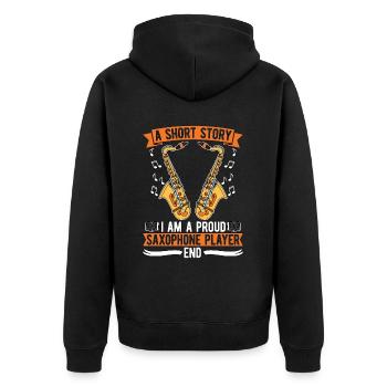 Saxophone Player A Short Story I Am A Saxophonist - Unisex Premium Organic Zip Hoodie - black - Back - Nico (187cm)