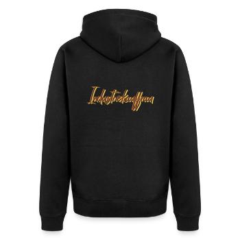 Kaufmann Abschluss-Geschenk Industriekauffrau - Unisex Premium Bio Zip Hoodie - Schwarz - Hinten - Nico (187cm)