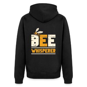 Honigbienenwebeke Hive Imkere Wabe - Unisex Premium Bio Zip Hoodie - Schwarz - Hinten - Nico (187cm)