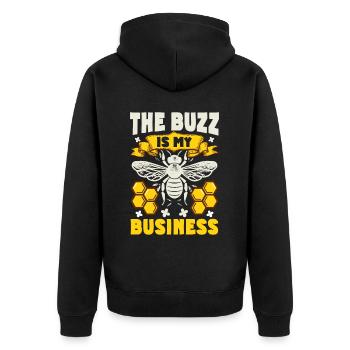 Honigbienenwebeke Hive Imkere Wabe - Unisex Premium Bio Zip Hoodie - Schwarz - Hinten - Nico (187cm)