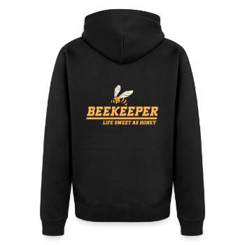 Honigbienenwebeke Hive Imkere Wabe - Unisex Premium Bio Zip Hoodie - Schwarz - Hinten - Nico (187cm)