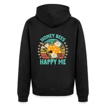 Honigbienenwebeke Hive Imkere Wabe - Unisex Premium Bio Zip Hoodie - Schwarz - Hinten - Nico (187cm)