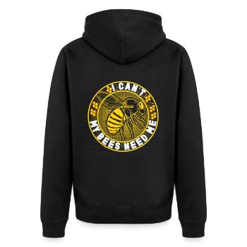Honigbienenwebeke Hive Imkere Wabe - Unisex Premium Bio Zip Hoodie - Schwarz - Hinten - Nico (187cm)