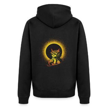 Sonnenfinsternis Katze Erlebnis Sonne - Unisex Premium Bio Zip Hoodie - Schwarz - Hinten - Nico (187cm)