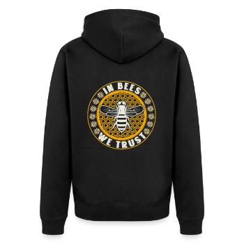 Honigbienenwebeke Hive Imkere Wabe - Unisex Premium Bio Zip Hoodie - Schwarz - Hinten - Nico (187cm)