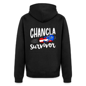 La Chancla Puerto Rican Flag Puerto Rico - Unisex Premium Organic Zip Hoodie - black - Back - Nico (187cm)