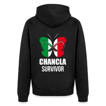 Flag of La Chancla Mexican Mexico - Unisex Premium Organic Zip Hoodie - black - Back - Nico (187cm)