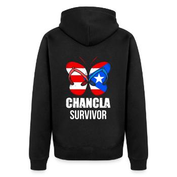 La Chancla Puerto Rican Flag Puerto Rico - Unisex Premium Organic Zip Hoodie - black - Back - Nico (187cm)