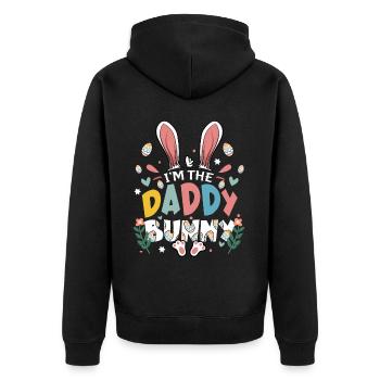 I'm The Daddy Bunny - Unisex Premium Bio Zip Hoodie - Schwarz - Hinten - Nico (187cm)