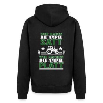 Landwirte protestieren gegen Ampel - Bauern Demo - Unisex Premium Bio Zip Hoodie - Schwarz - Hinten - Nico (187cm)