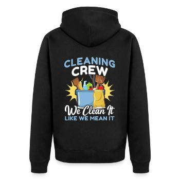 Cleaning Crew - Unisex Premium Bio Zip Hoodie - Schwarz - Hinten - Nico (187cm)
