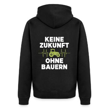 Keine Zukunft ohne Bauern Bauer Demo Landwirt - Unisex Premium Bio Zip Hoodie - Schwarz - Hinten - Nico (187cm)