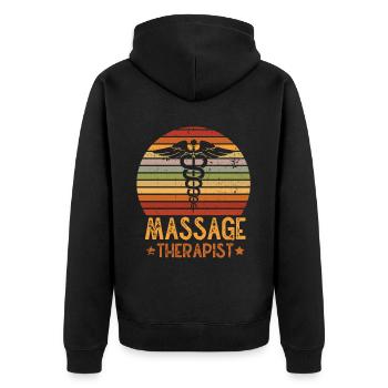 Massagetherapeuten Therapie Masseuse Wertschätzung - Unisex Premium Bio Zip Hoodie - Schwarz - Hinten - Nico (187cm)