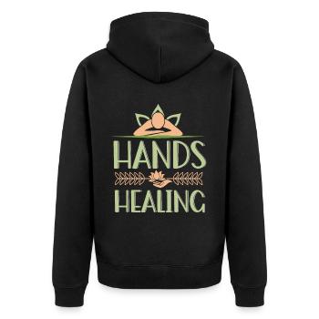 Massagetherapeuten Therapie Masseuse Wertschätzung - Unisex Premium Bio Zip Hoodie - Schwarz - Hinten - Nico (187cm)