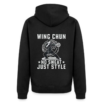 Wing Chun : pas de transpiration, juste du style - Veste à capuche bio Premium Unisexe - noir - Dos - Nico (187cm)