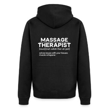 Massagetherapeuten Therapie Masseuse Wertschätzung - Unisex Premium Bio Zip Hoodie - Schwarz - Hinten - Nico (187cm)