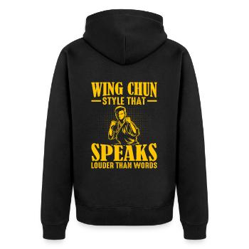 Un style de Wing Chun qui parle plus fort que les mots - Veste à capuche bio Premium Unisexe - noir - Dos - Nico (187cm)