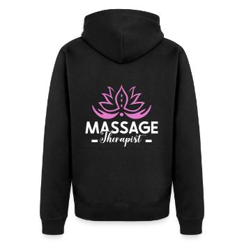 Massagetherapeuten Therapie Masseuse Wertschätzung - Unisex Premium Bio Zip Hoodie - Schwarz - Hinten - Nico (187cm)