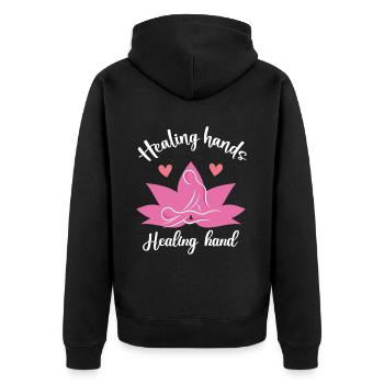 Massagetherapeuten Therapie Masseuse Wertschätzung - Unisex Premium Bio Zip Hoodie - Schwarz - Hinten - Nico (187cm)