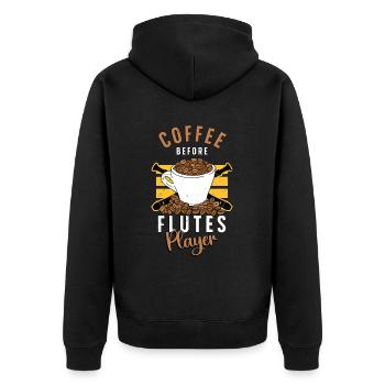 Flutes Player Coffee Before Woodwind Coffee Lover - Unisex Premium Bio Zip Hoodie - Schwarz - Hinten - Nico (187cm)