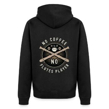 Flutes Player No Coffee No Flutist Coffee Lover - Unisex Premium Bio Zip Hoodie - Schwarz - Hinten - Nico (187cm)