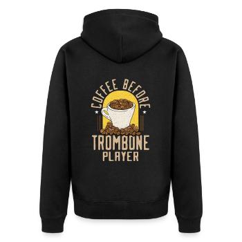 Trombone Player Coffee Brass Band Coffee Lover - Unisex Premium Bio Zip Hoodie - Schwarz - Hinten - Nico (187cm)