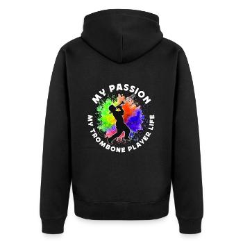 Trombone Player My Passion My Trombone Trombonist - Unisex Premium Bio Zip Hoodie - Schwarz - Hinten - Nico (187cm)