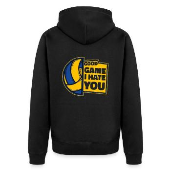 Good Game I Hate You Volleyballspieler Volleyball - Unisex Premium Bio Zip Hoodie - Schwarz - Hinten - Nico (187cm)