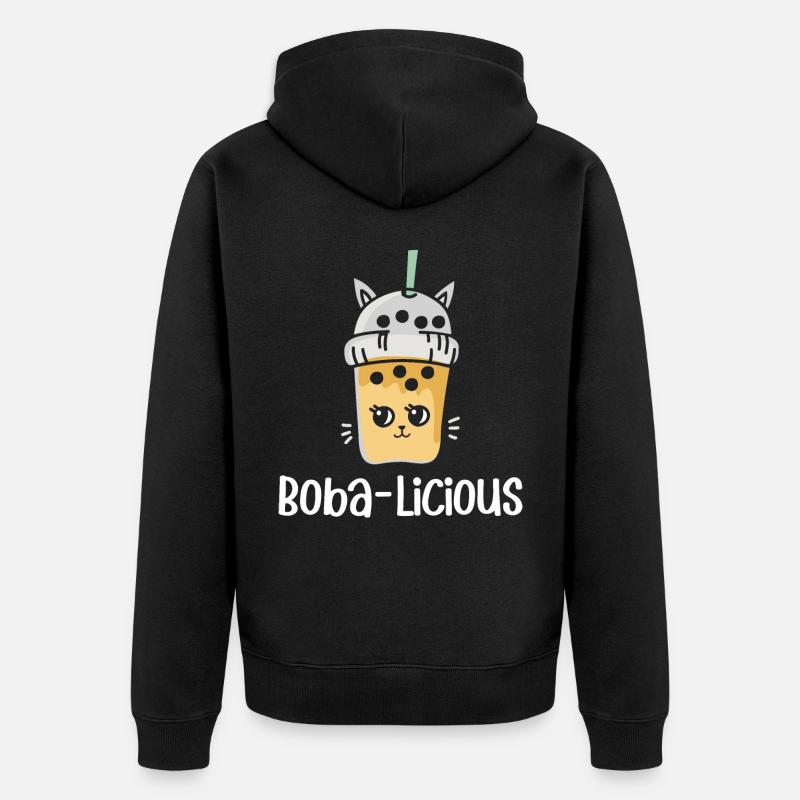 Bubble tea milk tea - Unisex Premium Organic Zip Hoodie - black