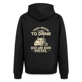 Chauffeurs de camion J’aime boire de la bière et brûler du diesel - Veste à capuche bio Premium Unisexe - noir - Dos - Nico (187cm)