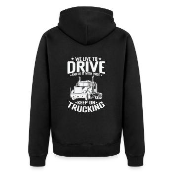 Nous vivons pour conduire et le faisons avec Pride Truck Driver - Veste à capuche bio Premium Unisexe - noir - Dos - Nico (187cm)